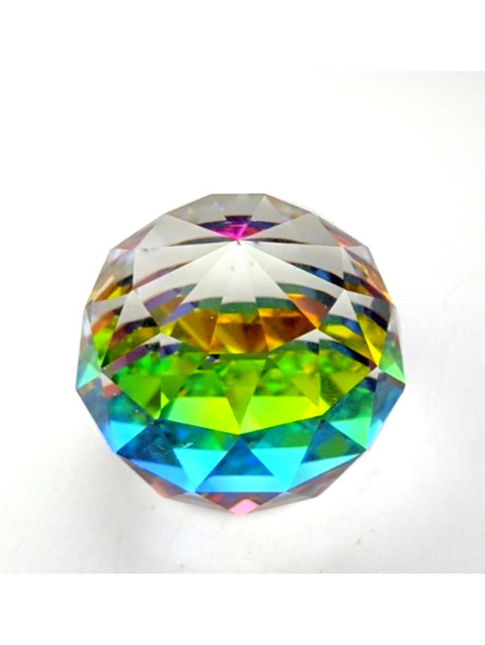 VTG Swarovski K9Crystal Vitrail Medium Round Prismatic Paperweight Rainbow Facet - Picture 5 of 12